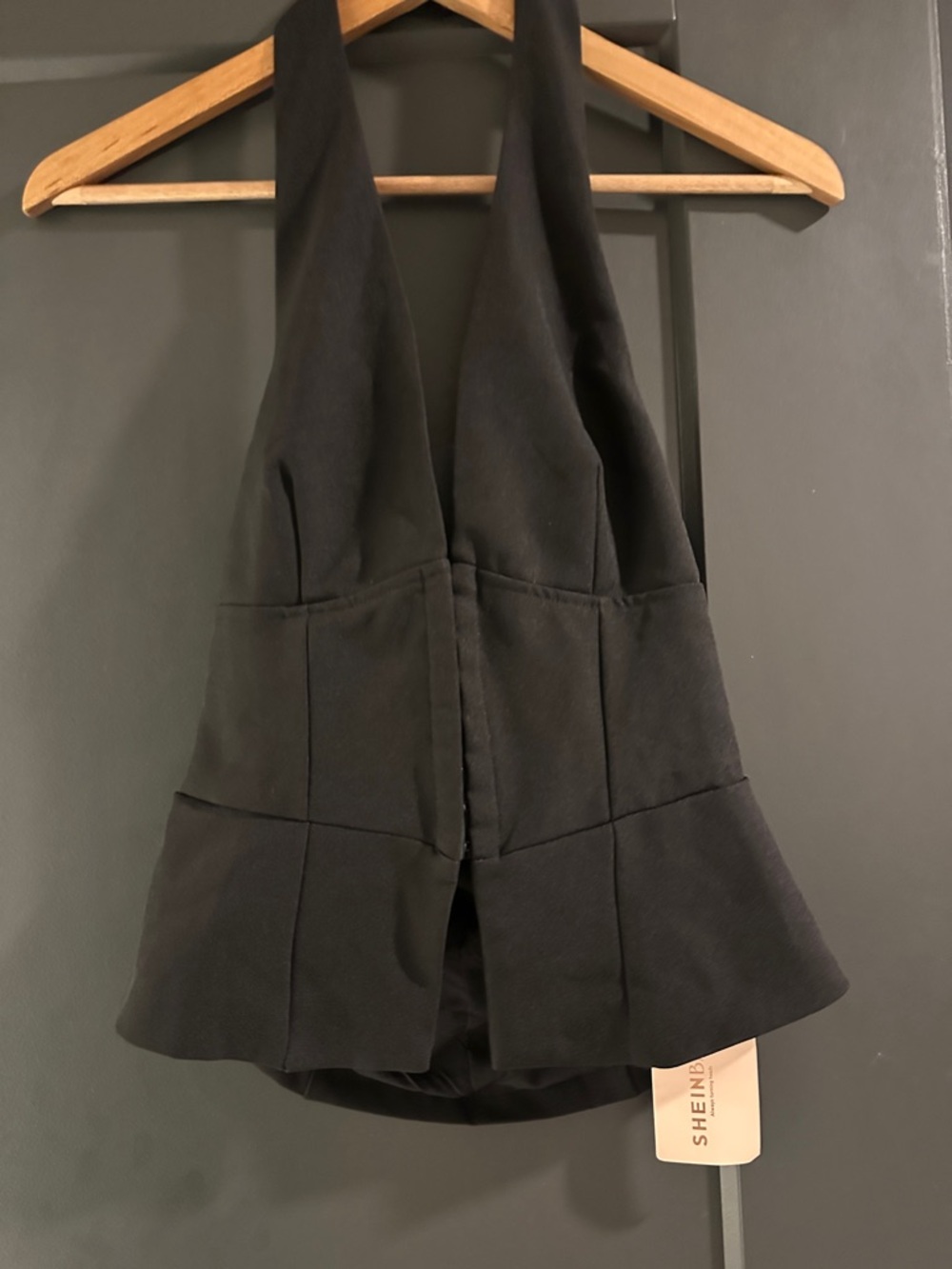 SHEIN Black Halter Peplum Bustier Top